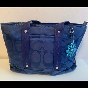 Coach Navy Handbag w/ Messenger Strap